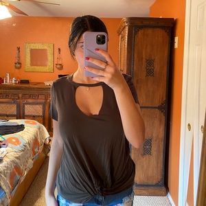 short sleeve shirt with cutout